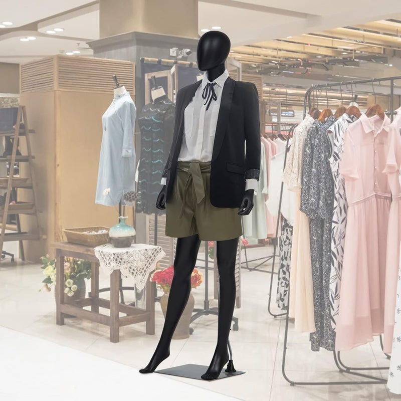 JSUN7 Mannequin Female Realistic Stand Full Body Dress Form Display Manikin Torso for Clothing Store Tailor Shop, Black - Image 2